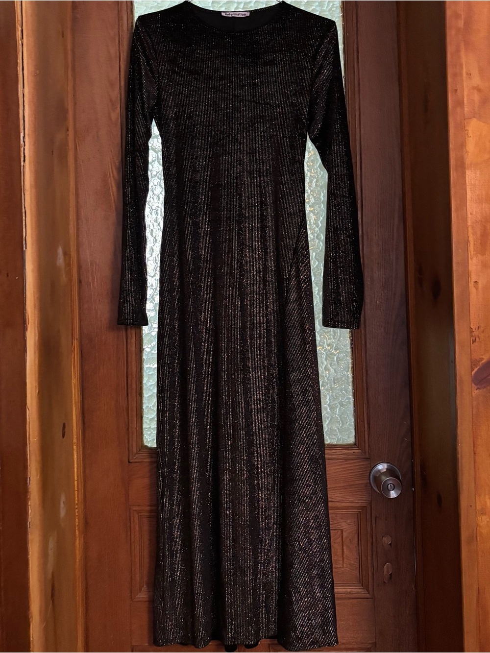 Reformation Metallic Black Evening Dress